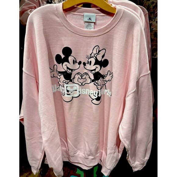 Disney Tops - 2025 Disney Parks Sweatshirt Valentine's XL Pink Mickey &‎ Minnie Heart Love